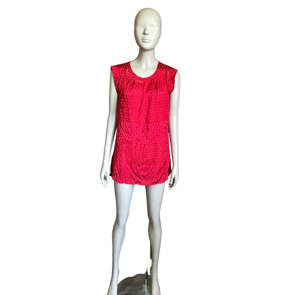 Cabi Red Patterned Sheer Tank Top